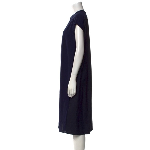 Women’s Lafayette 148 Crew Neck Midi Length Dress, Navy Blue, Size Large, - Picture 13 of 15